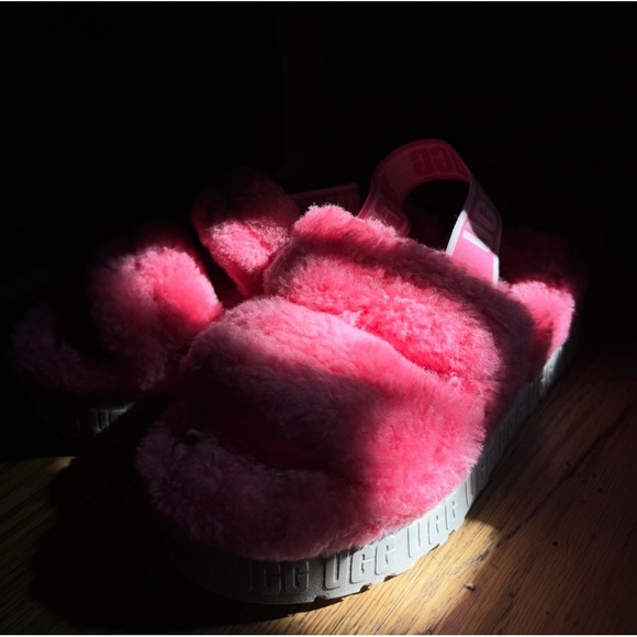 UGG Women Shoes Slipper Slide FLUFFITA Sheepskin Pink Size 7 - Picture 3 of 5